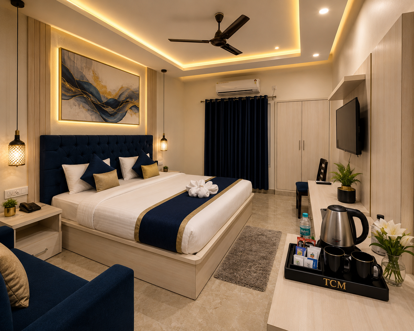 Deluxe room with plush bedding